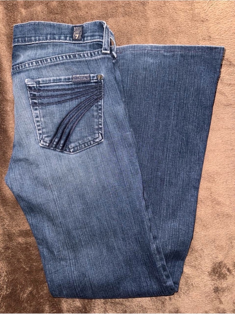 7 For All Mankind Women's Medium Blue Wide Leg Jeans